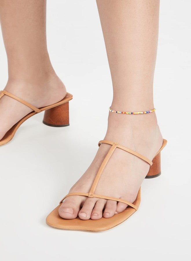 XIJIN 8Pcs Handmade Beaded Anklets for Women Boho Colorful Beads Ankle Bracelets Adjustable Foot Anklet Set - Image 3